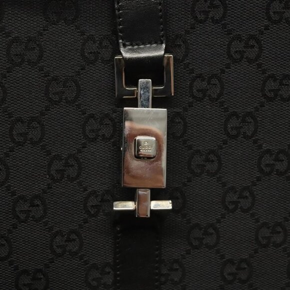 GUCCI GG Canvas Jackie Tote Bag Black Silver 002 1064 1669 Auth bs28068 - Picture 10 of 15